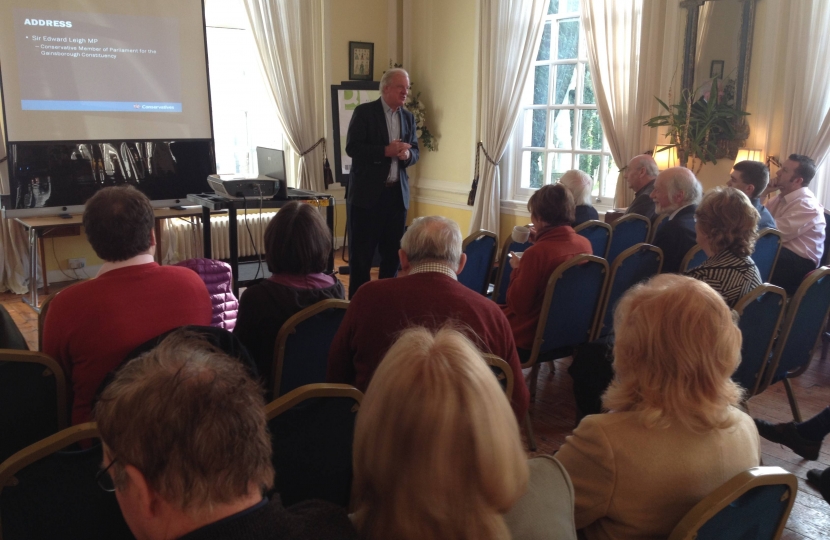 Sir Edward Leigh MP address the Day Conference at Hemswell Court