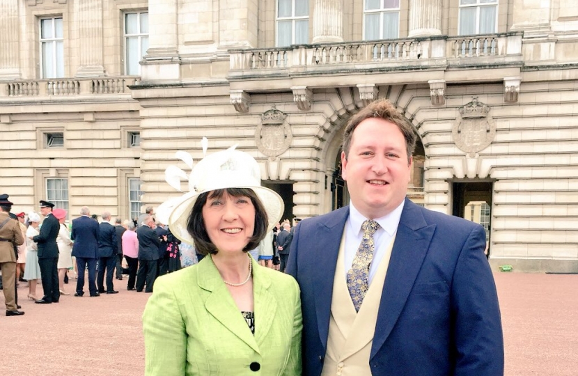 Cllr. Mrs. Jacke Brockway and Cllr. Giles McNeill at Buckingham Palace