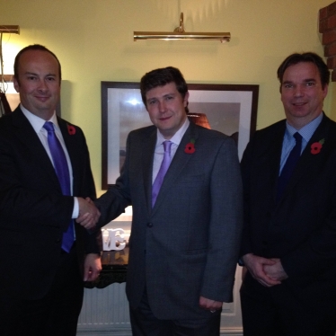 Mr. Kelly Smith, Andrew Lewer MBE MEP and Mr. Richard Butroid