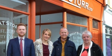 Alisdair Gillespie (Dransfield Properties), Natalie Powell & Michael Storr (Owners of The Meat Storr) and Cllr. Shelia Bibb (West Lindsey District Council)