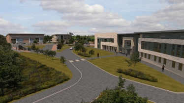 An artists impression of the new campus at Lincolnshire Showground